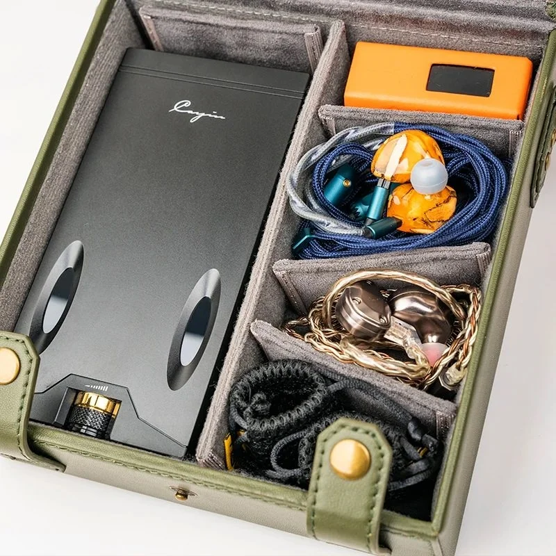 Cayin Multi-Functional Nappa Leather Carrying Case with Sling/Handle for Amplifiers, DAPs and IEMs - Olive Drab Green