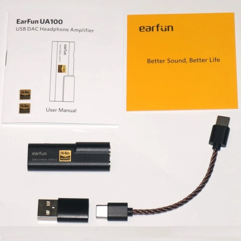 EarFun UA100 Type-C to 3.5mm/4.4mm Balanced USB DAC & Headphone Amplifier Adapter