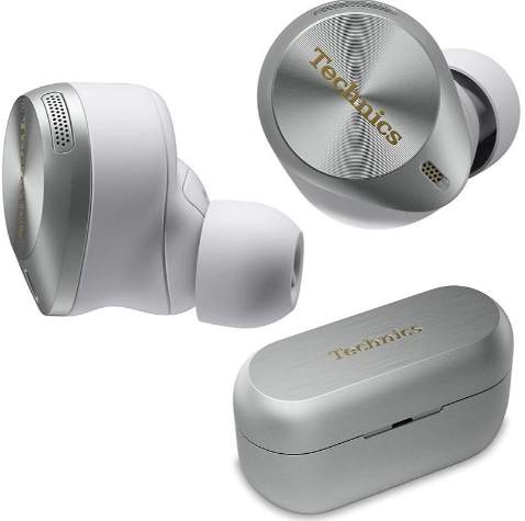 Technics true wireless earbuds in silver with charging case